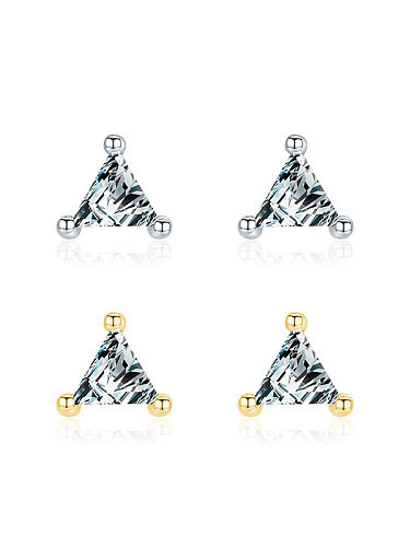 Boucles d'oreilles minimalistes en argent sterling 925 avec oxyde de zirconium et triangle