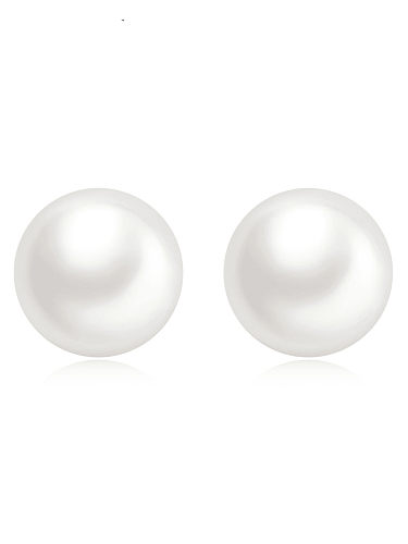 Arete minimalista redondo de perla de agua dulce de plata esterlina 925