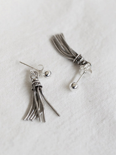 Sterling silver beads retro tassels earrings