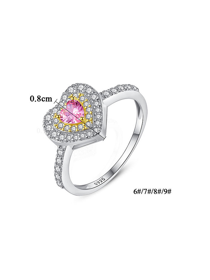 925 Sterling Silver With Platinum Plated Cute Heart Band Rings