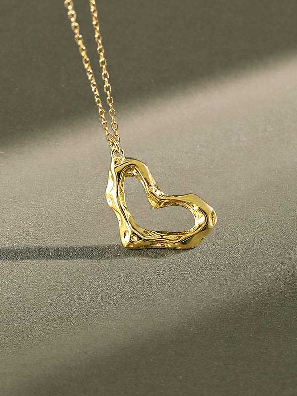 Collier minimaliste en forme de cœur creux en argent sterling 925