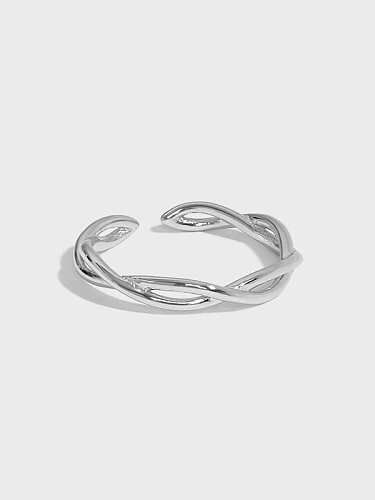 925 Sterling Silver Irregular Minimalist Twist Interweave Band Ring