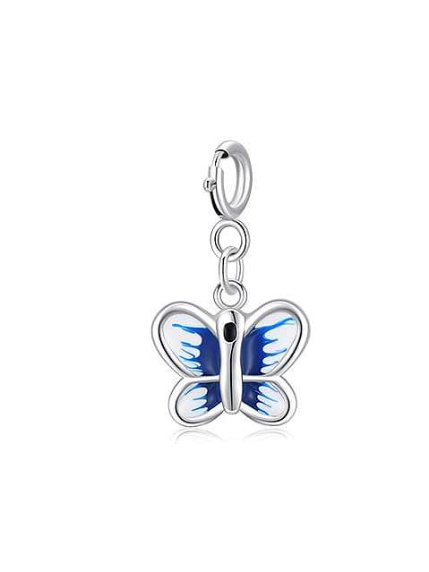 925 Sterling Silver Enamel Minimalist Butterfly Pendant