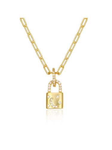 Plata de ley 925 con collares de medallón simplistas chapados en oro