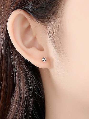 Boucles d'oreilles en argent sterling 925 avec perles rondes simplistes plaquées platine