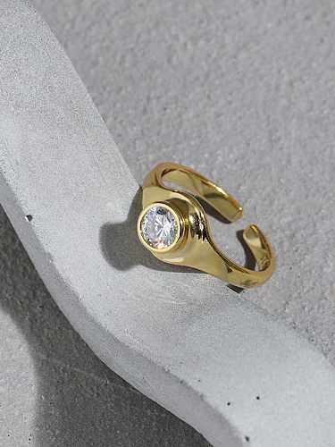 925 Sterling Silver Rhinestone Geometric Minimalist Band Ring