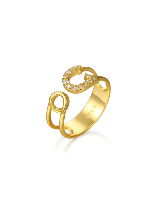 925er Sterlingsilber mit vergoldeten geometrischen Ringen in freier Größe