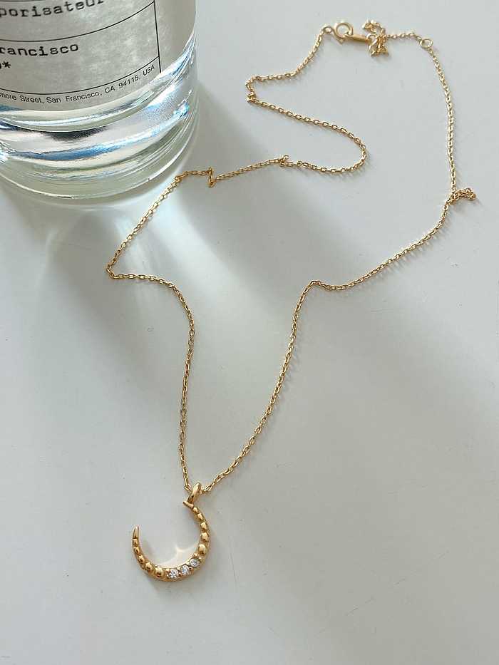 Collier de perles de soleil et de lune minimaliste en argent sterling 925 avec strass