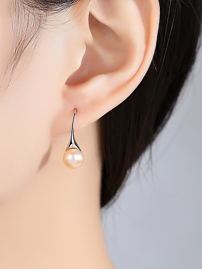 Pure silver 8-8.5mm Natural Pearl Earrings