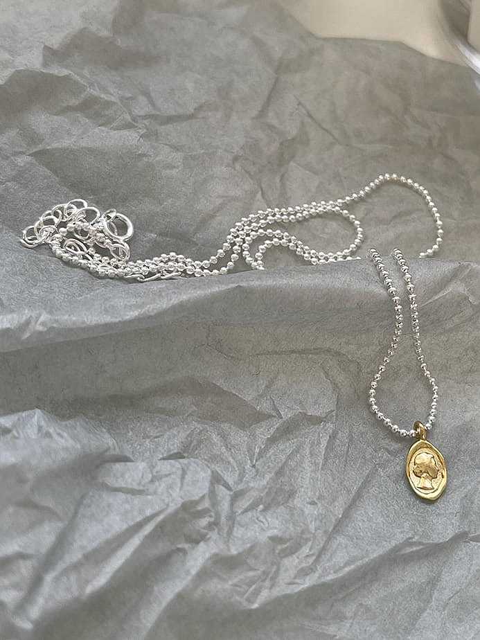 Collier de perles minimaliste géométrique en argent sterling 925
