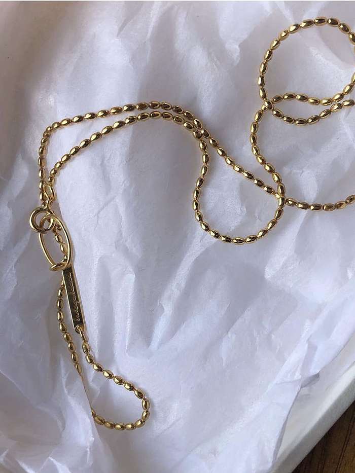 Collier de perles minimaliste ovale en argent sterling 925