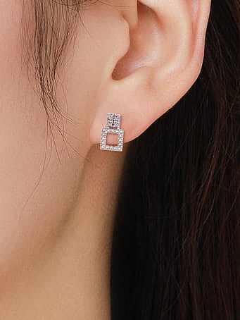 925 Sterling Silver Cubic Zirconia Geometric Classic Drop Earring