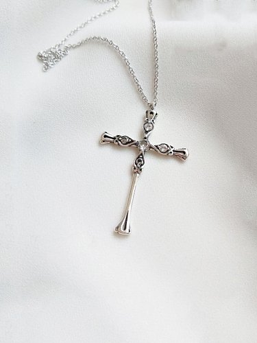 925 Sterling Silber Kreuz Minimalistische Religiöse Halskette