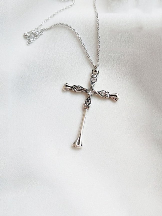 925 Sterling Silber Kreuz Minimalistische Religiöse Halskette