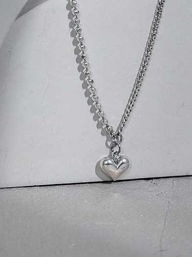 925 Sterling Silver Smooth Heart Vintage Necklace