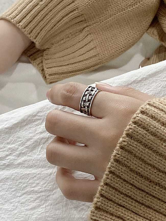 925 Sterling Silver Cross Vintage Free Size Midi Ring
