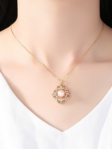 Sterling Silver 18K gold micro inlaid 3A zircon jewelry necklace