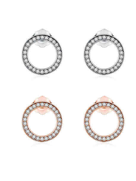 925 Sterling Silver Cubic Zirconia Round Classic Stud Earring