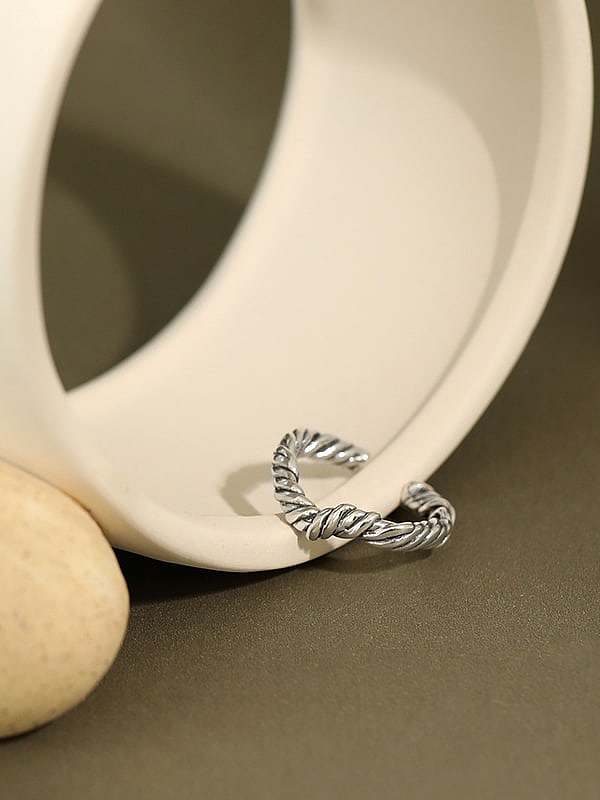 925 Sterling Silver Heart Vintage Twist Band Ring