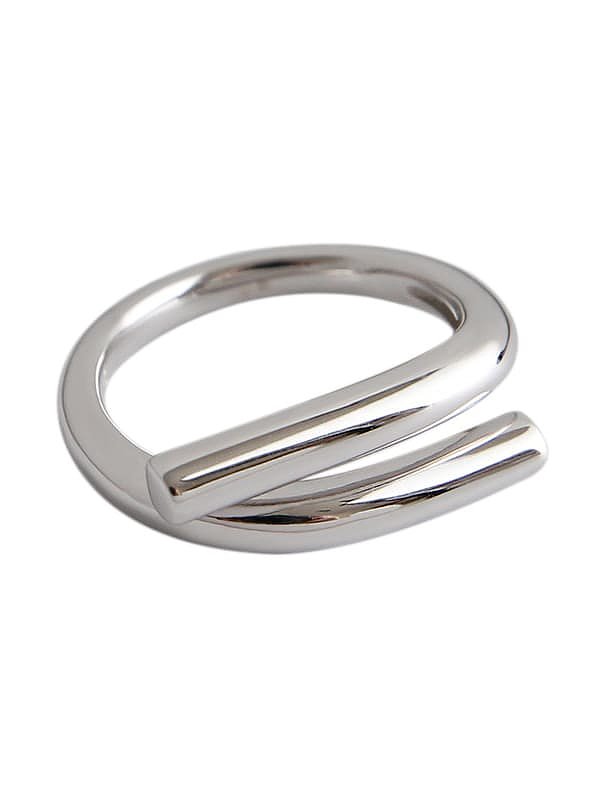 Anel de prata esterlina 925 simples escalonado entrelaçado liso tamanho livre