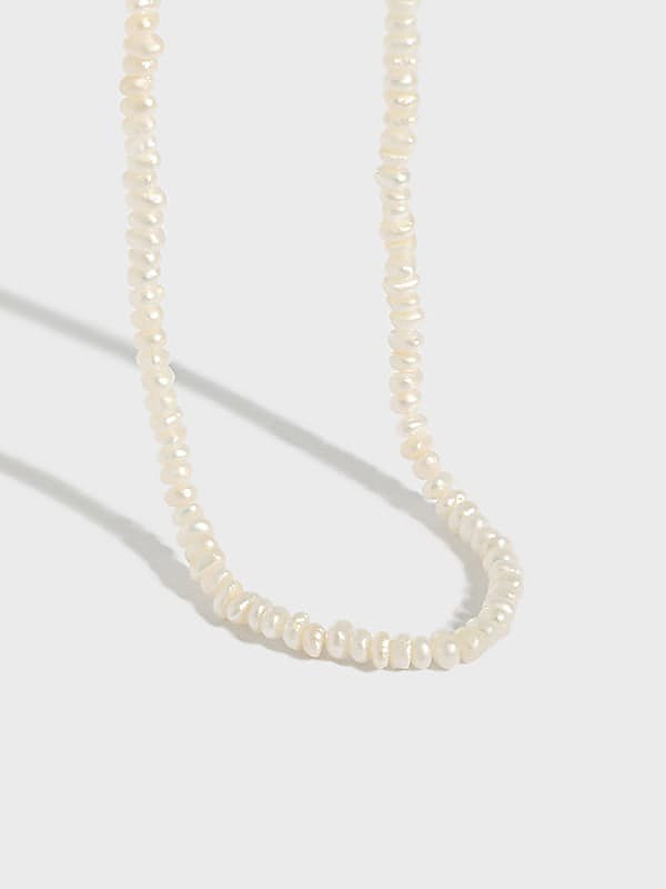 925 Sterling Silver Freshwater Pearl Irregular Minimalist Necklace