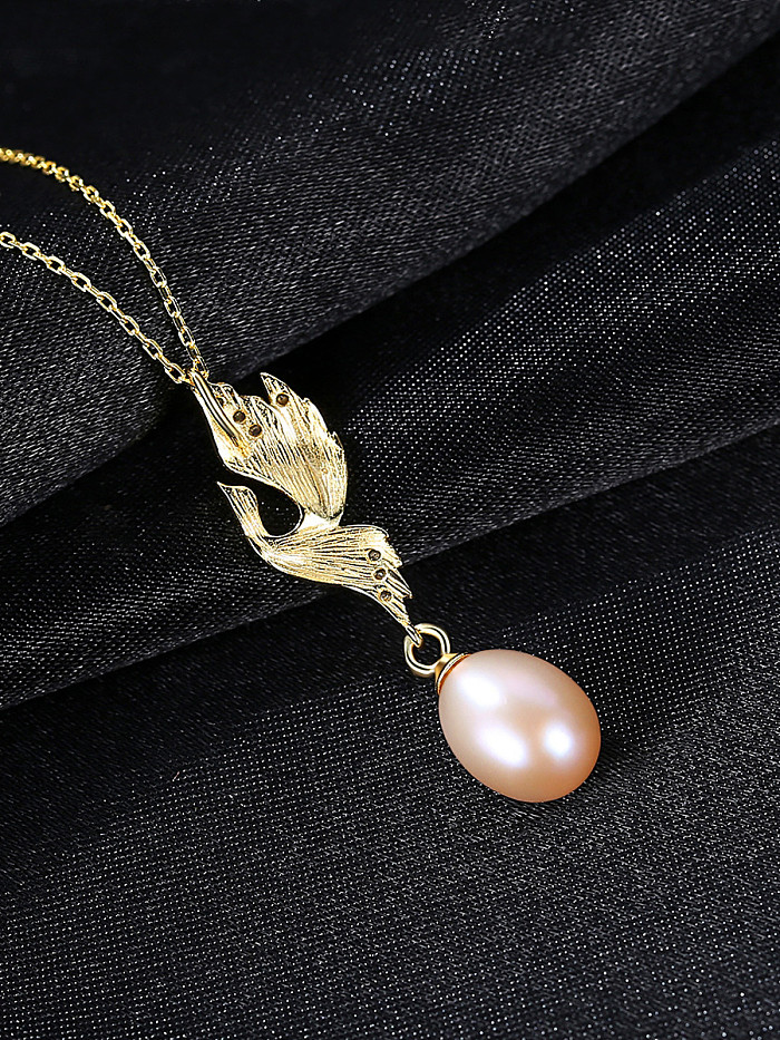 925er Sterlingsilber mit künstlicher Perle Schlichte kleine Vogelhalsketten