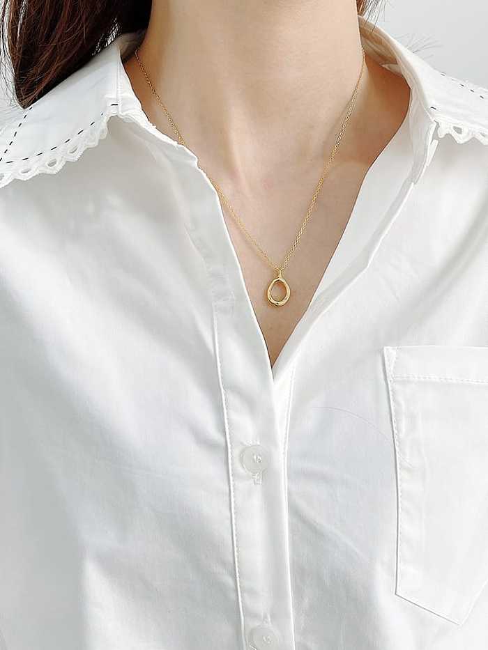 Unregelmäßige, minimalistische, hohle Anhänger-Halskette aus 925er Sterlingsilber