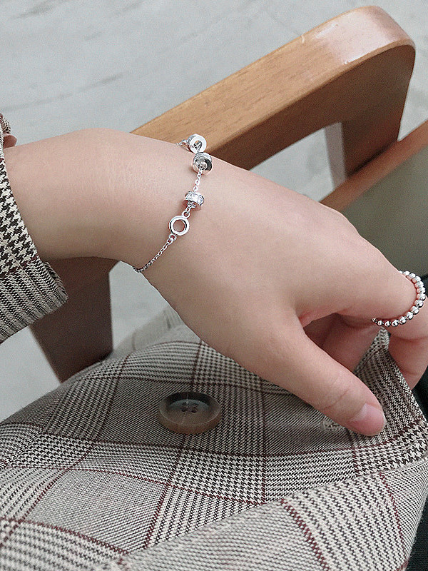 925 Sterling Silver With Cubic Zirconia Simplistic Round Bracelets