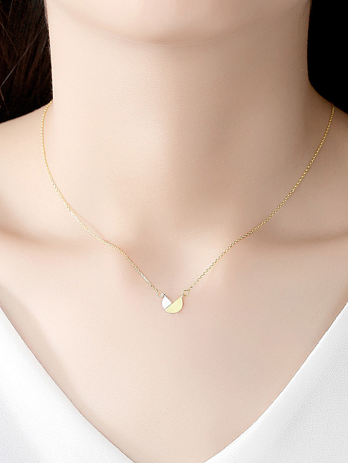 925 Sterling Silver With Smooth Simplistic Two-color Plated Irregular Necklaces