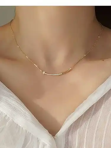 925 Sterling Silver Cubic Zirconia Smiley Dainty Necklace