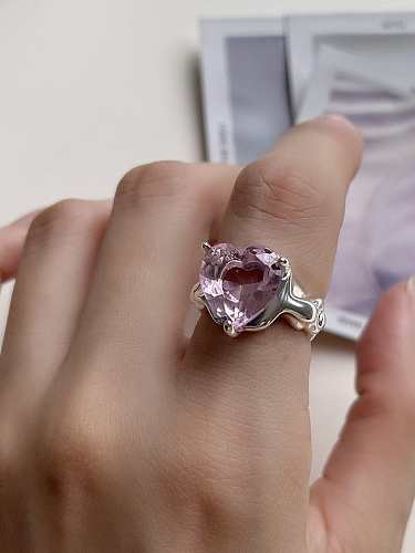 925 Sterling Silver Cubic Zirconia Irregular Vintage Band Ring
