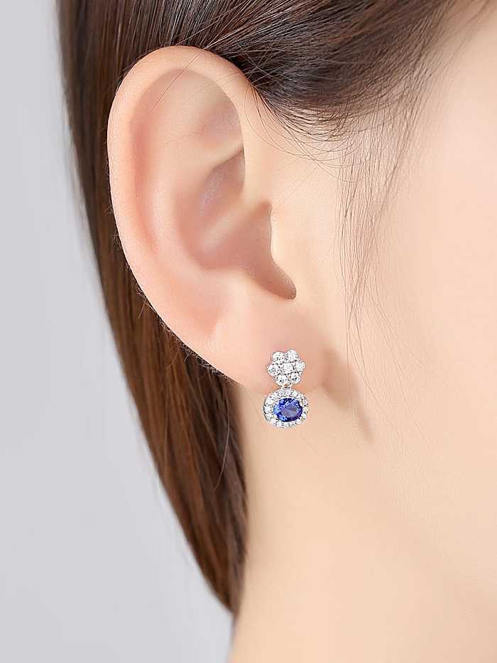 925 Sterling Silver Cubic Zirconia White Geometric Luxury Stud Earring