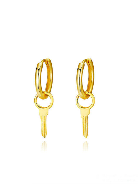 Sterling Silver 18K-Gold Key ear studs (ONLY ONE PCS)