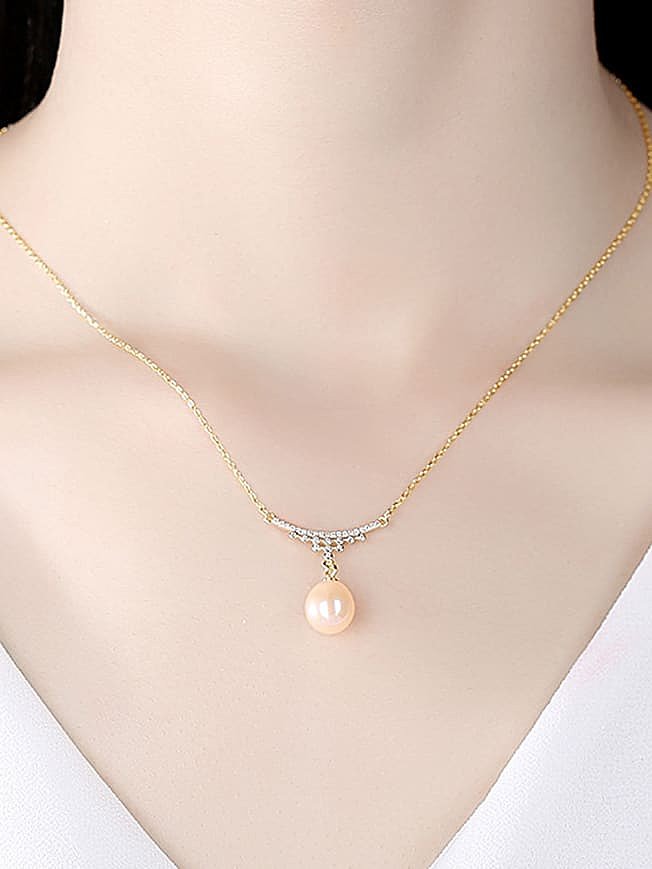 925 Sterling Silver Imitation Pearl Water Drop Dainty Necklace