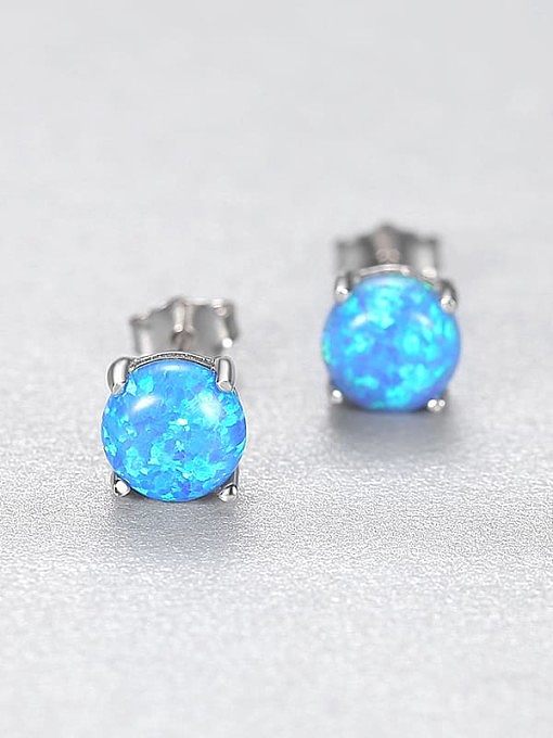 Boucles d'oreilles minimalistes géométriques opale en argent sterling 925