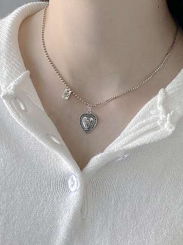 925 Sterling Silber Einfacher Herzanhänger Halskette