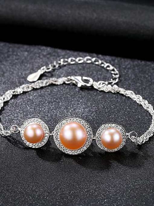 925 Sterling Silver ROUND Freshwater Pearl Bracelet
