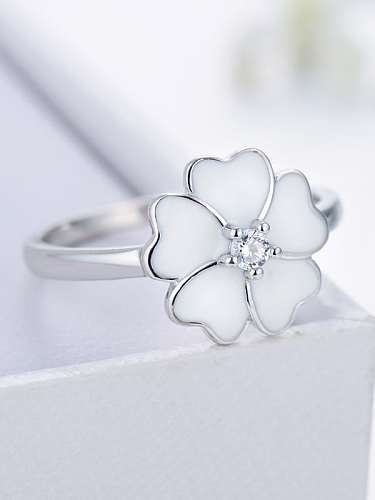 925 Sterling Silver Shell Flower Minimalist Band Ring