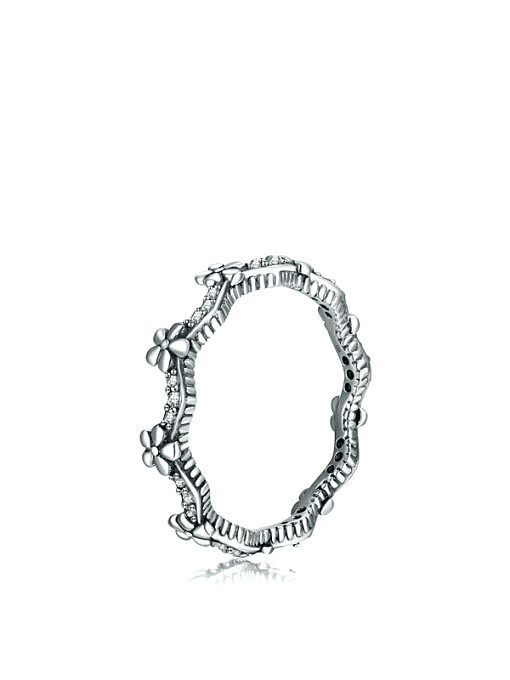 925 Sterling Silver Flower Vintage Band Ring