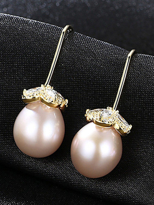 925 Sterling Silver With Gold Plated Simplistic Water Drop Hook Earrings