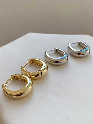 925 Sterling Silver Smooth Round Vintage Huggie Earring