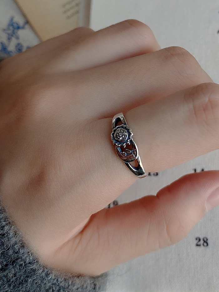 925 Sterling Silver Funny Sun And Moon Vintage Free Size Midi Ring