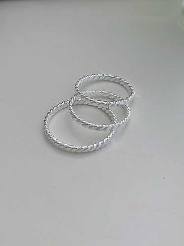 Anel de tamanho livre de fio trançado minimalista de prata esterlina 925
