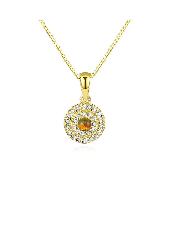 925 Sterling Silver With Cubic Zirconia Personality Round Necklaces