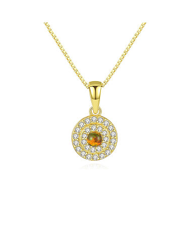 925 Sterling Silver With Cubic Zirconia Personality Round Necklaces