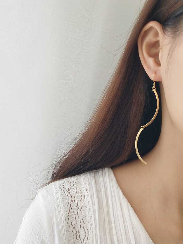 925 Sterling Silver minimalist gold curve Tassel Earrings