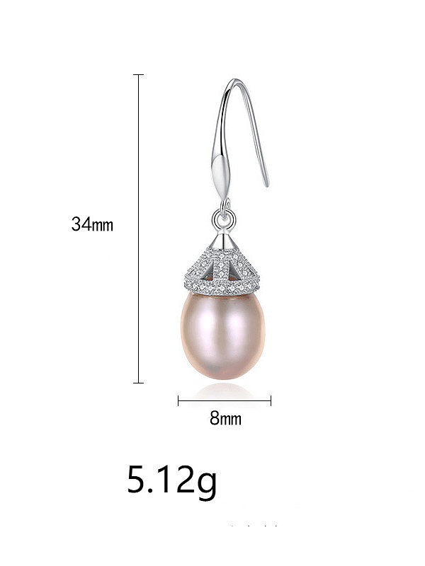 925 Sterling Silver Freshwater Pearl Multi Color Water Drop Minimalist Hook Earring