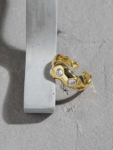 925 Sterling Silver Rhinestone Irregular Vintage Band Ring