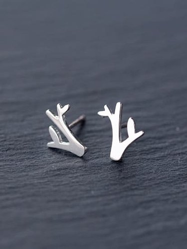 Boucle d'oreille minimaliste branche d'arbre en argent sterling 925