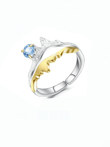 925 Sterling Silber Swiss Blue Topas Unregelmäßiger Artisan Band Ring
